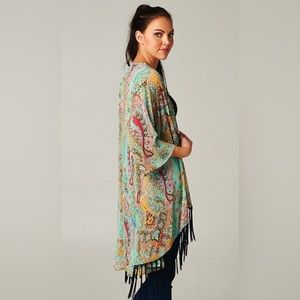 Paisley fringe kimono